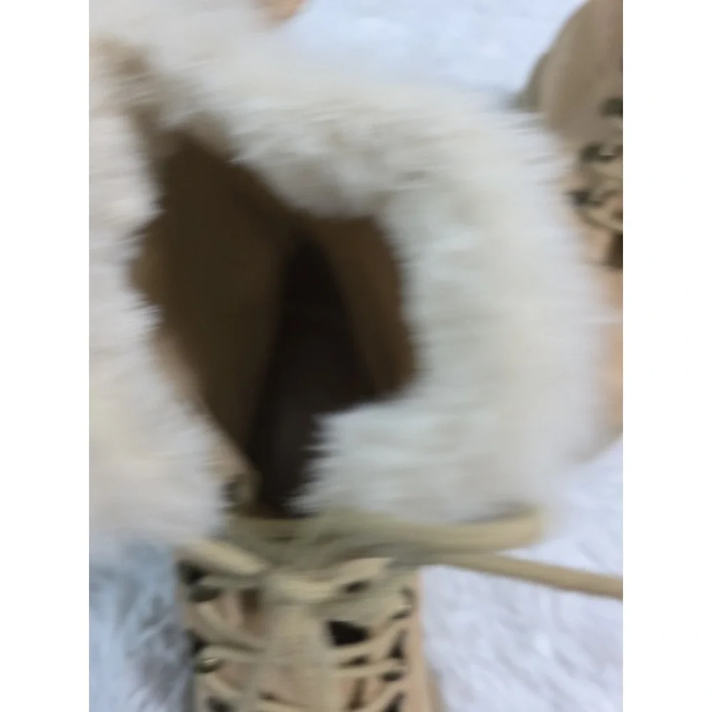 Forever 21 Beige boots women size 10 With Tags Faux‎ Fur Winter Casual Suede
